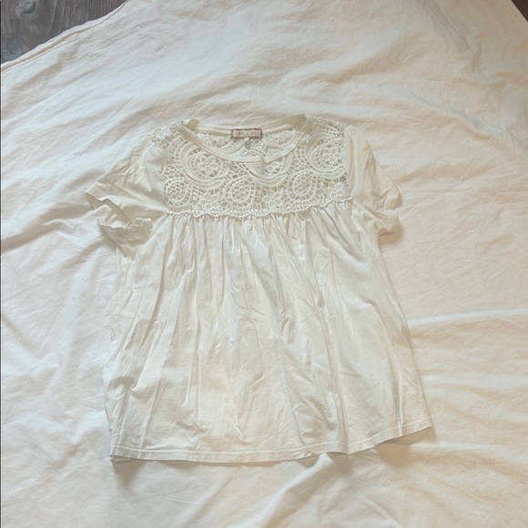 eri-ali Tops - Elegant White Lace Short Sleeve Top